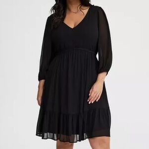Torrid Mini Chiffon Tiered Babydoll Dress Black